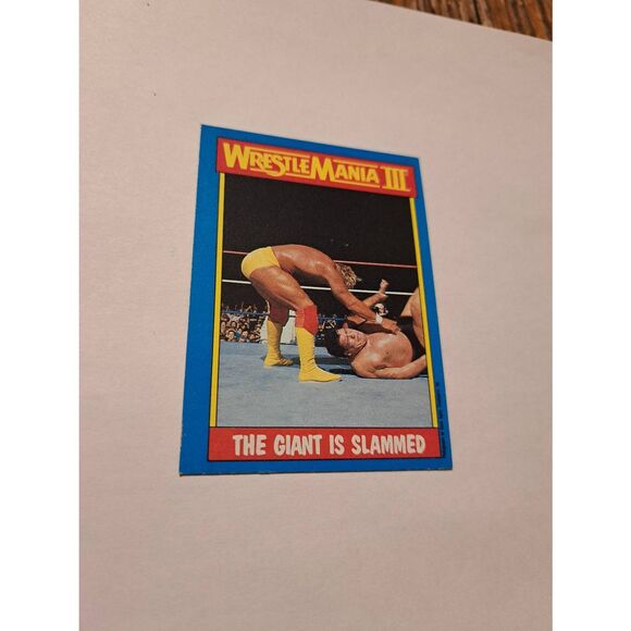 1987 Topps WWF Hulk Hogan WrestleMania3 Andre The Giant Slam Card 54 Wrestling - Picture 1 of 2